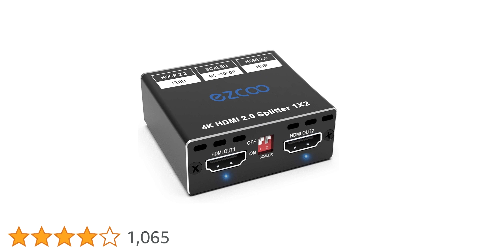 Ezcoo 4K HDR HDMI Splitter with 1080p Downscaling Capability
